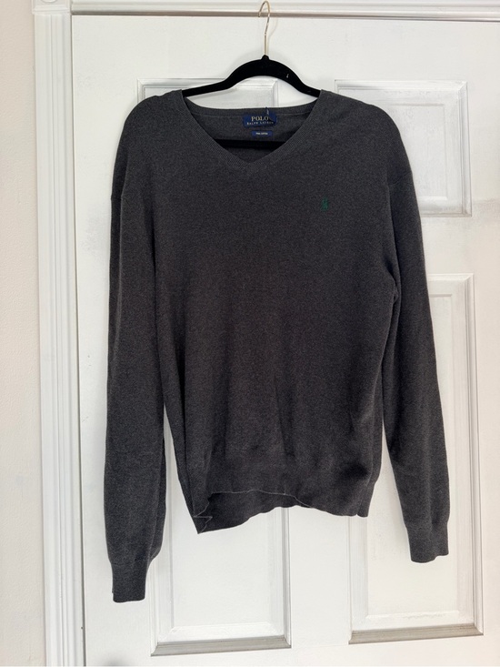 Ralph Lauren Other - Ralph Lauren Charcoal V-Neck Pima Cotton Sweater with Green Pony